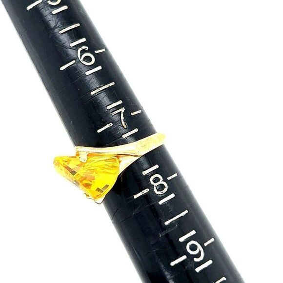Sterling Gold Vermeil 925 Yellow Cz Taiwan Ring - Picture 8 of 8